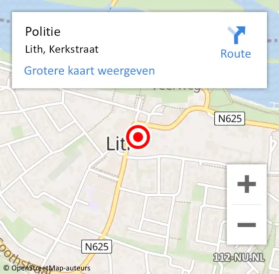 Locatie op kaart van de 112 melding: Politie Lith, Kerkstraat op 13 juli 2022 19:06