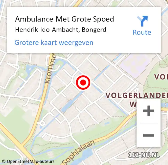 Locatie op kaart van de 112 melding: Ambulance Met Grote Spoed Naar Hendrik-Ido-Ambacht, Bongerd op 13 juli 2022 19:31