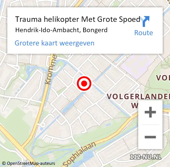Locatie op kaart van de 112 melding: Trauma helikopter Met Grote Spoed Naar Hendrik-Ido-Ambacht, Bongerd op 13 juli 2022 19:31