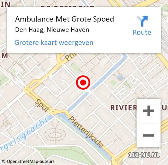 Locatie op kaart van de 112 melding: Ambulance Met Grote Spoed Naar Den Haag, Nieuwe Haven op 13 juli 2022 19:35