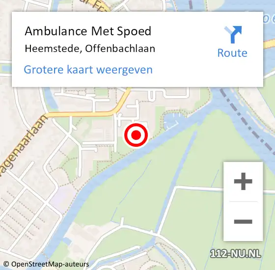 Locatie op kaart van de 112 melding: Ambulance Met Spoed Naar Heemstede, Offenbachlaan op 13 juli 2022 19:46