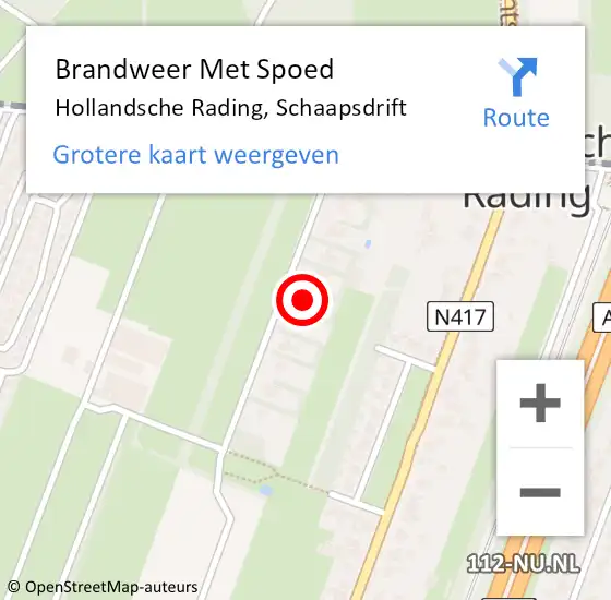 Locatie op kaart van de 112 melding: Brandweer Met Spoed Naar Hollandsche Rading, Schaapsdrift op 13 juli 2022 19:51