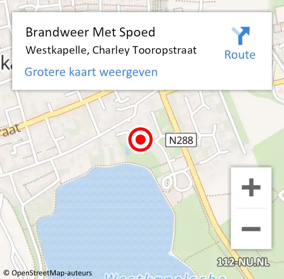 Locatie op kaart van de 112 melding: Brandweer Met Spoed Naar Westkapelle, Charley Tooropstraat op 13 juli 2022 19:54