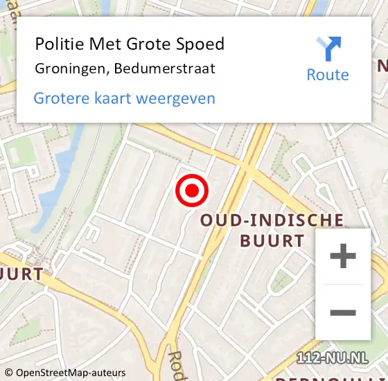 Locatie op kaart van de 112 melding: Politie Met Grote Spoed Naar Groningen, Bedumerstraat op 13 juli 2022 19:57