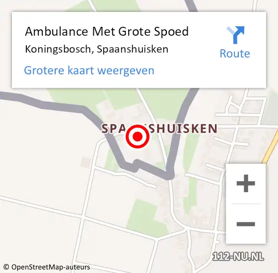 Locatie op kaart van de 112 melding: Ambulance Met Grote Spoed Naar Koningsbosch, Spaanshuisken op 13 juli 2022 20:00