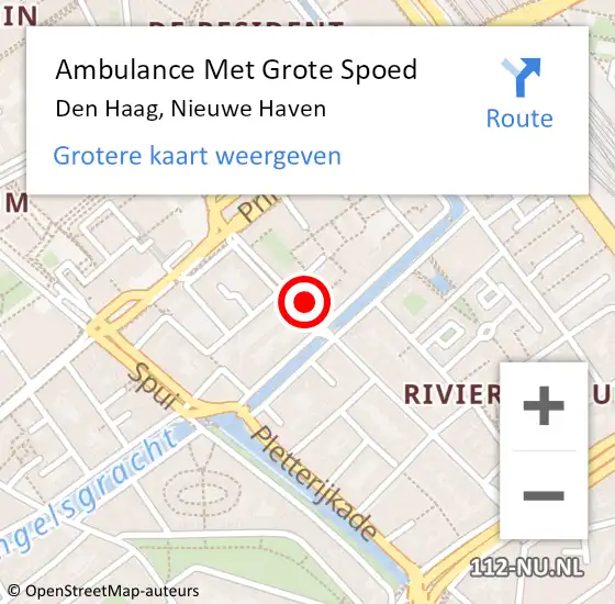 Locatie op kaart van de 112 melding: Ambulance Met Grote Spoed Naar Den Haag, Nieuwe Haven op 13 juli 2022 20:05