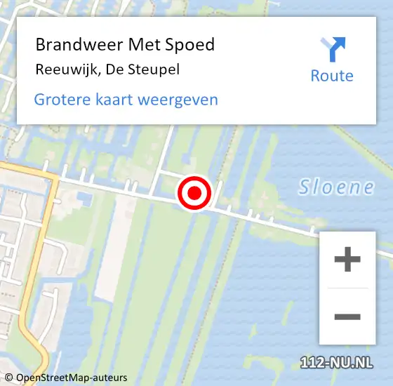 Locatie op kaart van de 112 melding: Brandweer Met Spoed Naar Reeuwijk, De Steupel op 13 juli 2022 20:25