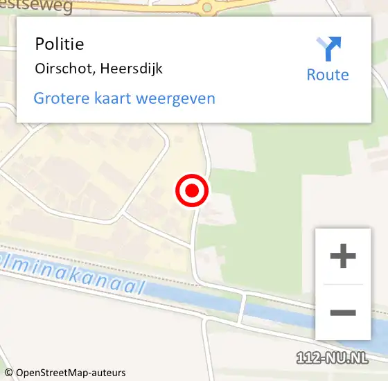 Locatie op kaart van de 112 melding: Politie Oirschot, Heersdijk op 13 juli 2022 20:28