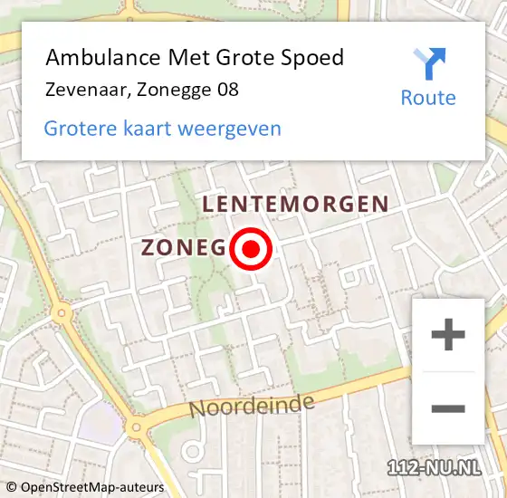 Locatie op kaart van de 112 melding: Ambulance Met Grote Spoed Naar Zevenaar, Zonegge 08 op 13 juli 2022 20:43