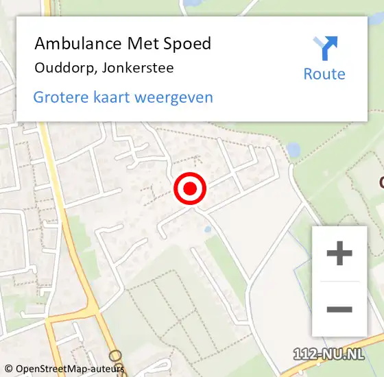 Locatie op kaart van de 112 melding: Ambulance Met Spoed Naar Ouddorp, Jonkerstee op 13 juli 2022 21:05