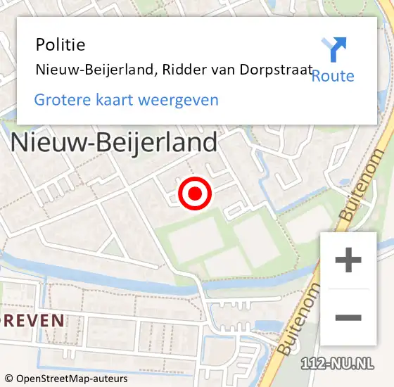 Locatie op kaart van de 112 melding: Politie Nieuw-Beijerland, Ridder van Dorpstraat op 13 juli 2022 21:10