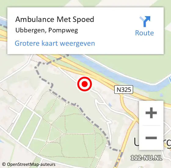 Locatie op kaart van de 112 melding: Ambulance Met Spoed Naar Ubbergen, Pompweg op 13 juli 2022 21:23