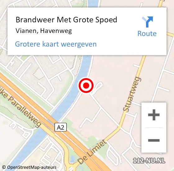 Locatie op kaart van de 112 melding: Brandweer Met Grote Spoed Naar Vianen, Havenweg op 13 juli 2022 21:25