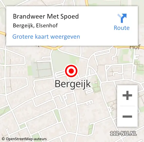 Locatie op kaart van de 112 melding: Brandweer Met Spoed Naar Bergeijk, Elsenhof op 13 juli 2022 21:31