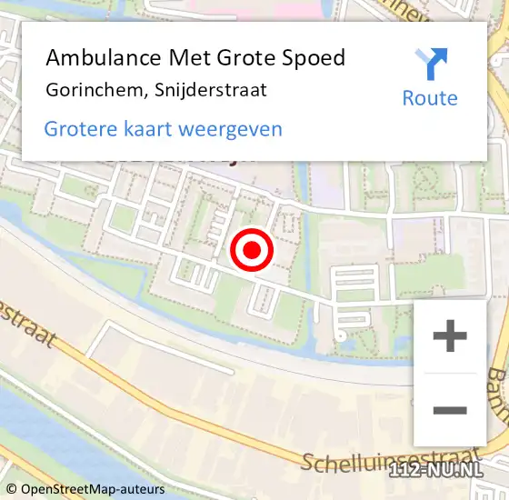 Locatie op kaart van de 112 melding: Ambulance Met Grote Spoed Naar Gorinchem, Snijderstraat op 13 juli 2022 21:32