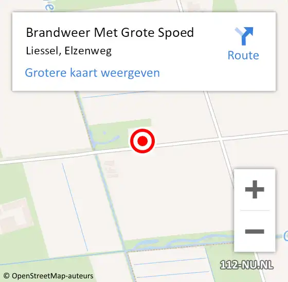 Locatie op kaart van de 112 melding: Brandweer Met Grote Spoed Naar Liessel, Elzenweg op 13 juli 2022 21:41