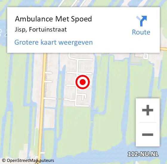 Locatie op kaart van de 112 melding: Ambulance Met Spoed Naar Jisp, Fortuinstraat op 13 juli 2022 21:43