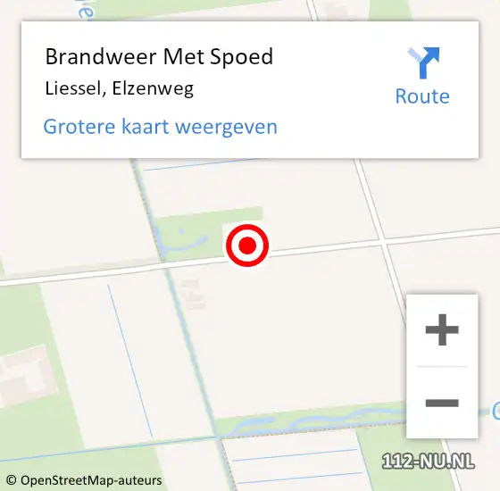 Locatie op kaart van de 112 melding: Brandweer Met Spoed Naar Liessel, Elzenweg op 13 juli 2022 22:01