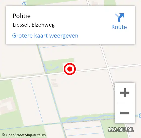 Locatie op kaart van de 112 melding: Politie Liessel, Elzenweg op 13 juli 2022 22:11