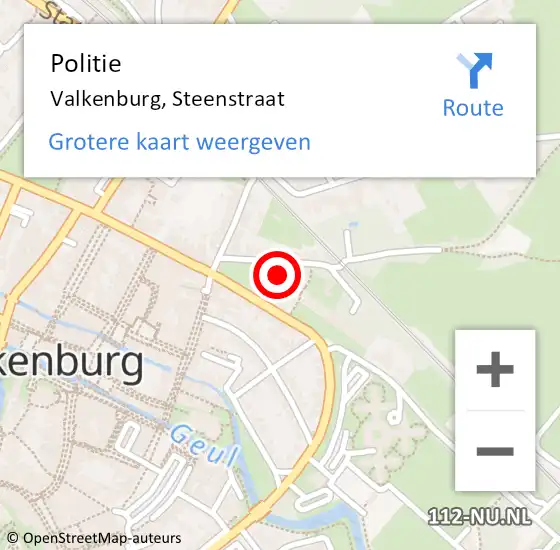 Locatie op kaart van de 112 melding: Politie Valkenburg, Steenstraat op 13 juli 2022 22:13