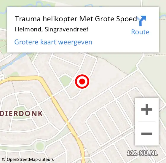 Locatie op kaart van de 112 melding: Trauma helikopter Met Grote Spoed Naar Helmond, Singravendreef op 13 juli 2022 22:35