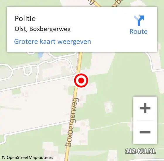 Locatie op kaart van de 112 melding: Politie Olst, Boxbergerweg op 13 juli 2022 22:37