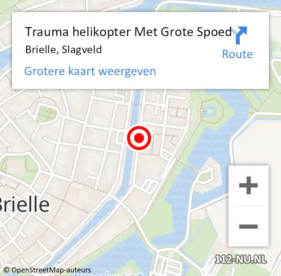 Locatie op kaart van de 112 melding: Trauma helikopter Met Grote Spoed Naar Brielle, Slagveld op 13 juli 2022 23:35