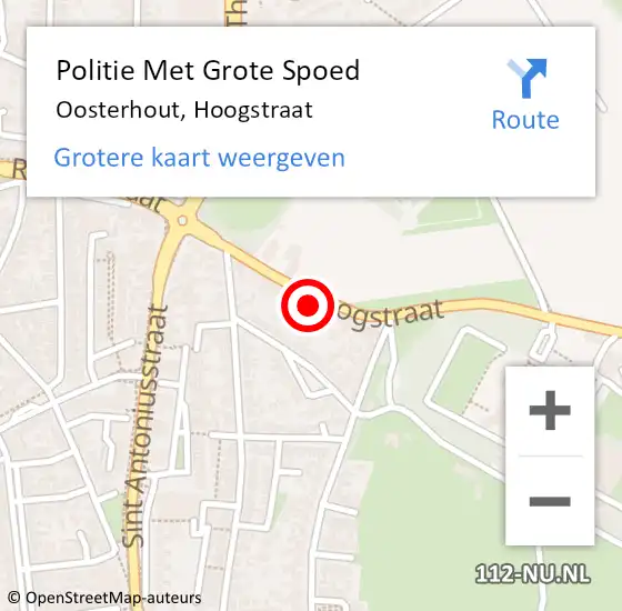 Locatie op kaart van de 112 melding: Politie Met Grote Spoed Naar Oosterhout, Hoogstraat op 13 juli 2022 23:44