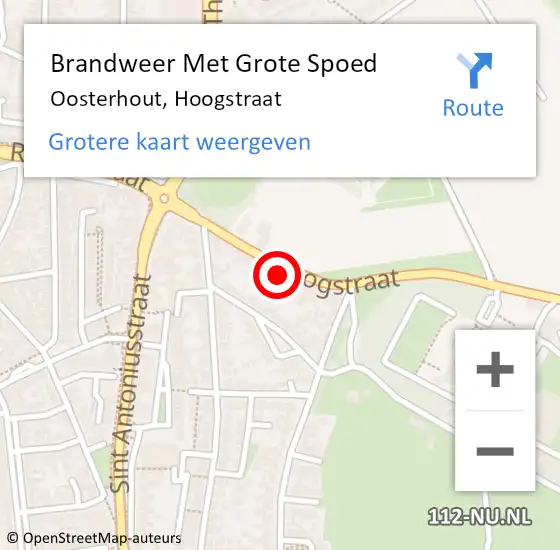 Locatie op kaart van de 112 melding: Brandweer Met Grote Spoed Naar Oosterhout, Hoogstraat op 13 juli 2022 23:45