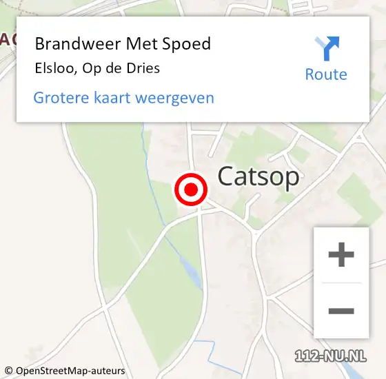 Locatie op kaart van de 112 melding: Brandweer Met Spoed Naar Elsloo, Op de Dries op 13 juli 2022 23:57