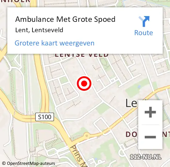 Locatie op kaart van de 112 melding: Ambulance Met Grote Spoed Naar Lent, Lentseveld op 14 juli 2022 00:49