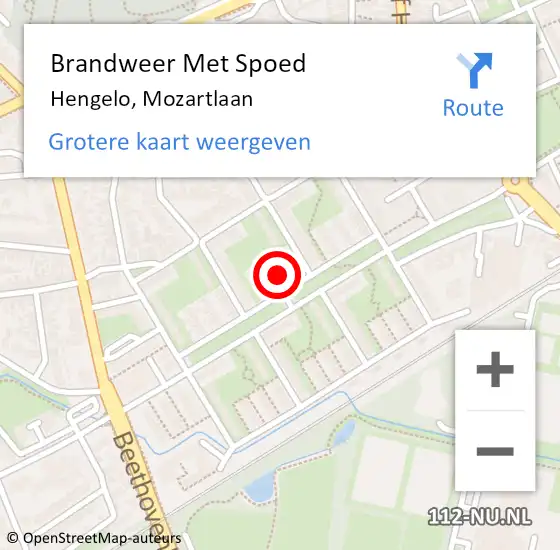 Locatie op kaart van de 112 melding: Brandweer Met Spoed Naar Hengelo, Mozartlaan op 14 juli 2022 01:07
