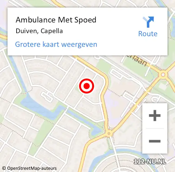 Locatie op kaart van de 112 melding: Ambulance Met Spoed Naar Duiven, Capella op 14 juli 2022 01:15