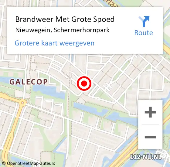 Locatie op kaart van de 112 melding: Brandweer Met Grote Spoed Naar Nieuwegein, Schermerhornpark op 14 juli 2022 01:35