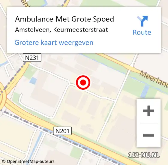 Locatie op kaart van de 112 melding: Ambulance Met Grote Spoed Naar Amstelveen, Keurmeesterstraat op 14 juli 2022 02:09