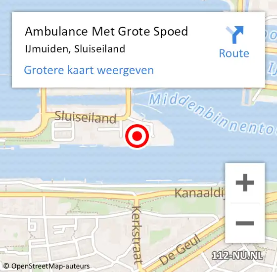 Locatie op kaart van de 112 melding: Ambulance Met Grote Spoed Naar IJmuiden, Sluiseiland op 14 juli 2022 02:36