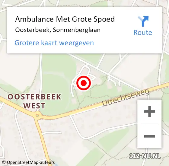 Locatie op kaart van de 112 melding: Ambulance Met Grote Spoed Naar Oosterbeek, Sonnenberglaan op 14 juli 2022 02:36