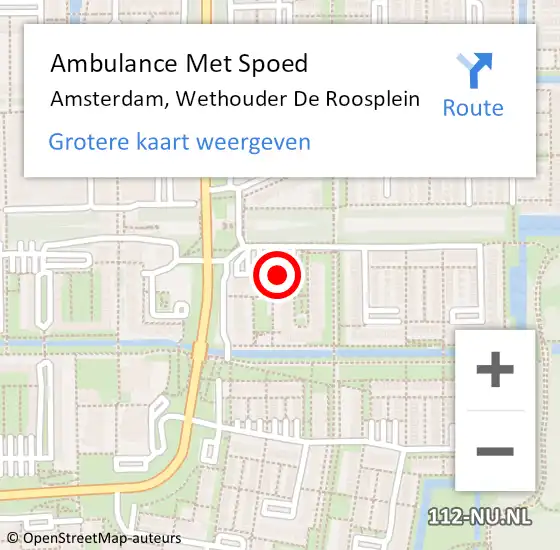 Locatie op kaart van de 112 melding: Ambulance Met Spoed Naar Amsterdam-Zuidoost, Wethouder De Roosplein op 14 juli 2022 04:29