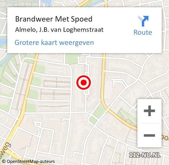 Locatie op kaart van de 112 melding: Brandweer Met Spoed Naar Almelo, J.B. van Loghemstraat op 14 juli 2022 04:45