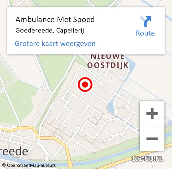 Locatie op kaart van de 112 melding: Ambulance Met Spoed Naar Goedereede, Capellerij op 14 juli 2022 04:45