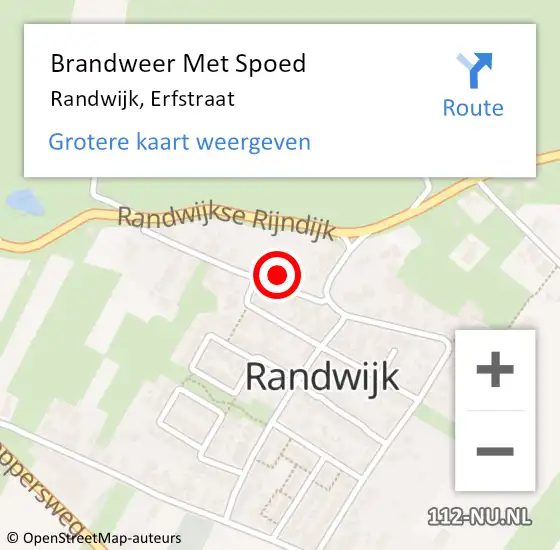 Locatie op kaart van de 112 melding: Brandweer Met Spoed Naar Randwijk, Erfstraat op 14 juli 2022 05:24