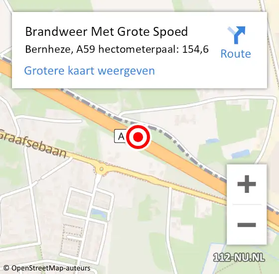 Locatie op kaart van de 112 melding: Brandweer Met Grote Spoed Naar Bernheze, A59 hectometerpaal: 154,6 op 14 juli 2022 06:02