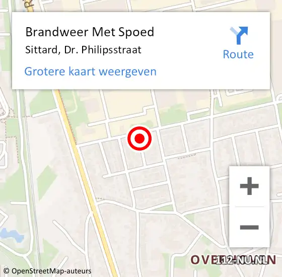 Locatie op kaart van de 112 melding: Brandweer Met Spoed Naar Sittard, Dr. Philipsstraat op 14 juli 2022 06:19