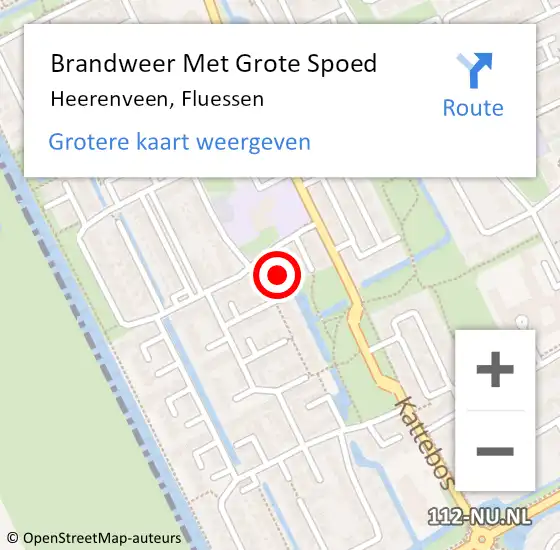 Locatie op kaart van de 112 melding: Brandweer Met Grote Spoed Naar Heerenveen, Fluessen op 14 juli 2022 06:29