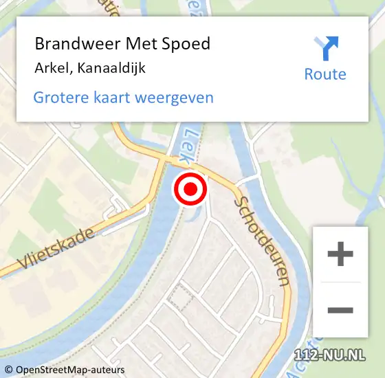 Locatie op kaart van de 112 melding: Brandweer Met Spoed Naar Arkel, Kanaaldijk op 14 juli 2022 07:37