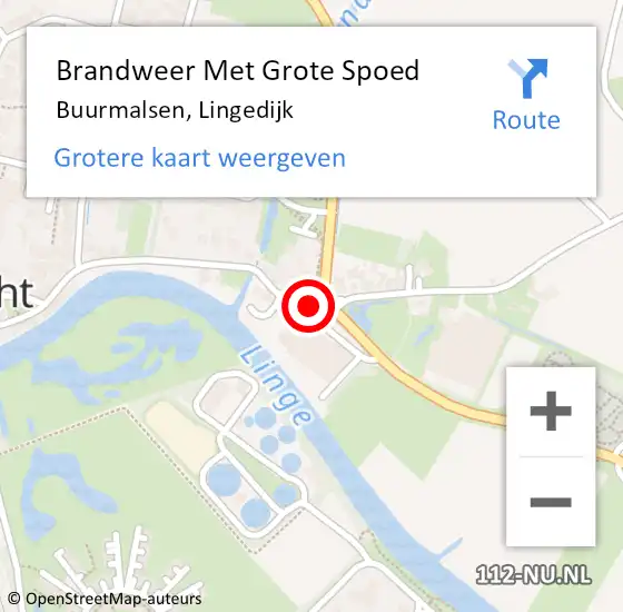 Locatie op kaart van de 112 melding: Brandweer Met Grote Spoed Naar Buurmalsen, Lingedijk op 23 juli 2014 08:43