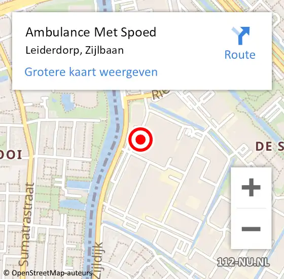 Locatie op kaart van de 112 melding: Ambulance Met Spoed Naar Leiderdorp, Zijlbaan op 14 juli 2022 08:11