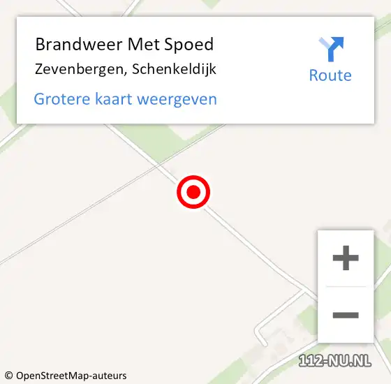 Locatie op kaart van de 112 melding: Brandweer Met Spoed Naar Zevenbergen, Schenkeldijk op 9 oktober 2013 10:17