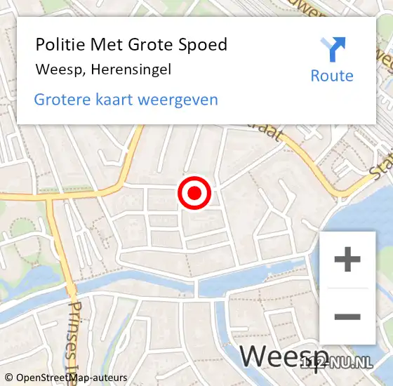 Locatie op kaart van de 112 melding: Politie Met Grote Spoed Naar Weesp, Herensingel op 14 juli 2022 08:40