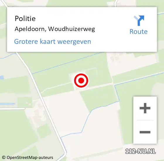 Locatie op kaart van de 112 melding: Politie Apeldoorn, Woudhuizerweg op 14 juli 2022 09:06